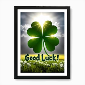 Good Luck Four Leave Clover Art Print