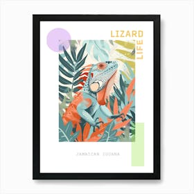 Turquoise Jamaican Iguana Abstract Modern Illustration 6 Poster Art Print