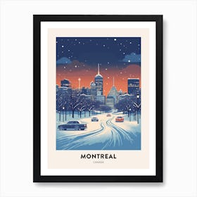 Winter Night  Travel Poster Montreal Canada 1 Art Print