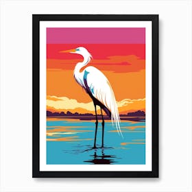 Andy Warhol Style Bird Egret 1 Art Print