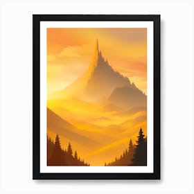 Misty Mountains Vertical Composition In Yellow Tone 37 Art Print