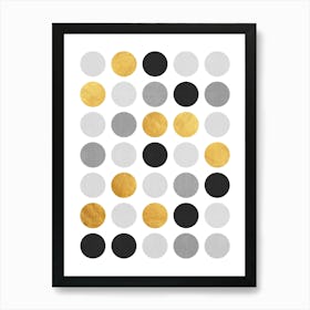 Gold and black circles Art Print