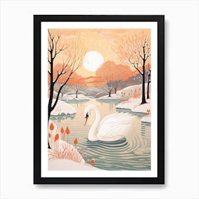 Winter Bird Painting Swan 4 Art Print