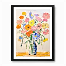 Flower Painting Fauvist Style Flax Flower 4 Art Print