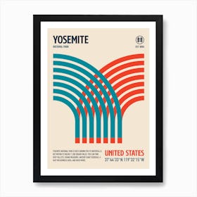 Yosemite National Park Retro Travel Print Art Print