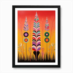 Flower Motif Painting Fountain Grass 3 Art Print