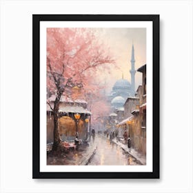 Dreamy Winter Painting Istanbul Turkey Art Print