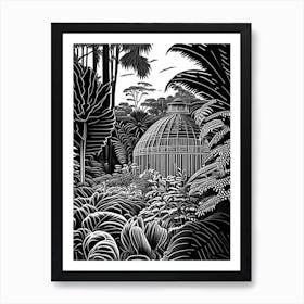 Phipps Conservatory And Botanical Gardens,1,  Usa Linocut Black And White Vintage Art Print