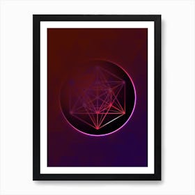 Geometric Neon Glyph on Jewel Tone Triangle Pattern 348 Art Print