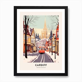 Vintage Winter Travel Poster Cardiff United Kingdom 2 Art Print