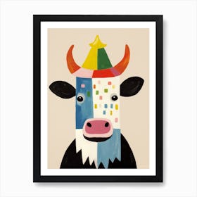 Little Cow 1 Wearing A Crown Art Print