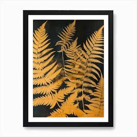 Golden Leather Fern Painting 1 Art Print