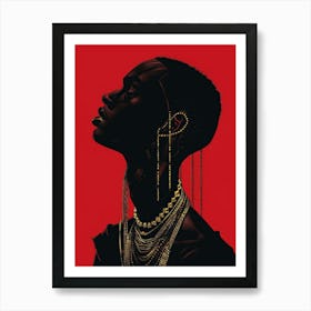 Woman With Gold Chains Art Print