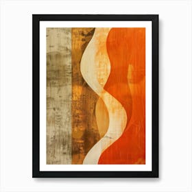 Orange And Beige Abstract Painting Art Print