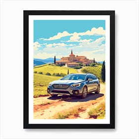 A Subaru Outback In The Tuscany Italy Illustration 3 Art Print