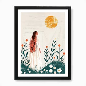 Girl In The Meadow, Boho Art Print