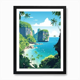 Phuket, Thailand, Flat Illustration 3 Art Print