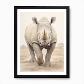 Rhino Walking Portrait 1 Art Print