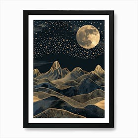 Moon And Stars In The Sky Art Print