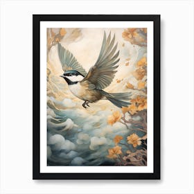 Carolina Chickadee Gold Detail Painting Art Print