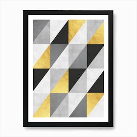 Gray and gold geometry 2 Art Print