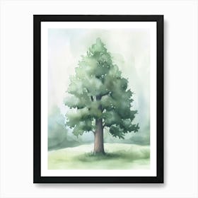 Sequoia Tree Atmospheric Watercolour Painting 1 Art Print