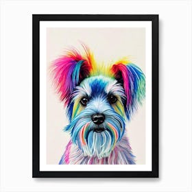 Miniature Schnauzer Rainbow Oil Painting Dog Art Print