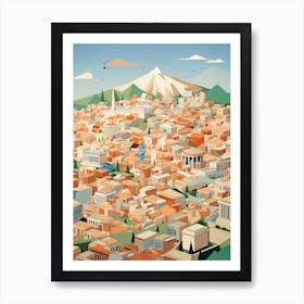 Athens, Greece, Geometric Illustration 3 Art Print