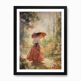 Woman In Rose Garden Painting Art Print