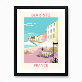 Biarritz, France, Flat Pastels Tones Illustration 4 Poster Art Print