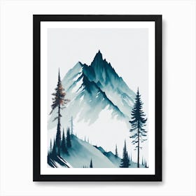 Mountain And Forest In Minimalist Watercolor Vertical Composition 295 Art Print