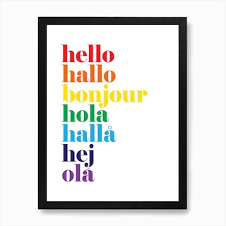 Hello Hallo Rainbow Art Print