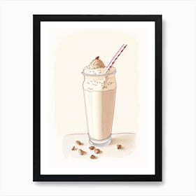 Almond Milkshake Dairy Food Pencil Illustration 2 Art Print