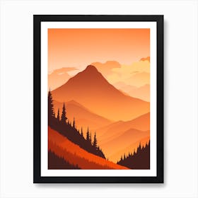 Misty Mountains Vertical Composition In Orange Tone 292 Art Print