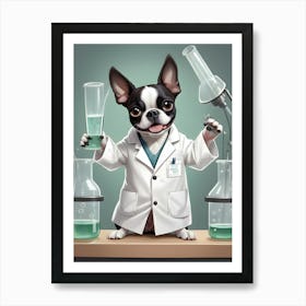 Boston Terrier Chemist-Reimagined Art Print