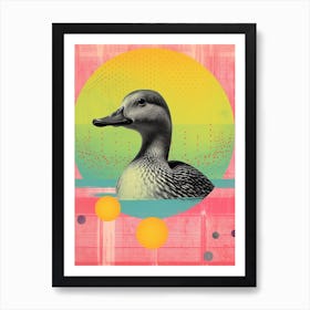 Colourful Geometric Abstract Duckling At Sunset 1 Art Print