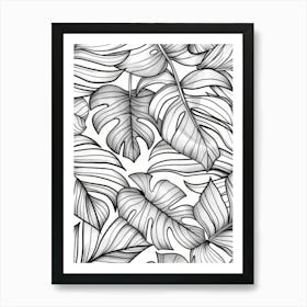 Seamless Pattern Of Tropical Leaves 1 Art Print