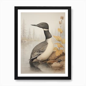 Vintage Bird Drawing Loon 3 Art Print