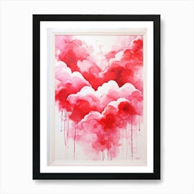 Abstract Acrylic Illustration Of Voluminous Clouds Symbolizing Love With Splashes Of Bright Red Re 2 1 Art Print