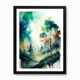 Watercolor Of A Forest 2 Art Print