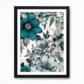 Blue Flowers  flora nature flowers Art Print