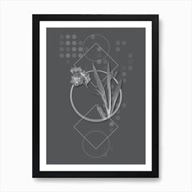 Vintage Ixia Miniata Botanical with Line Motif and Dot Pattern in Ghost Gray n.0210 Art Print