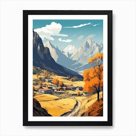 Annapurna Circuit Nepal 1 Vintage Travel Illustration Art Print