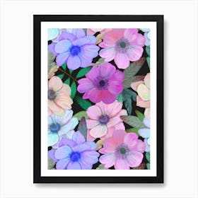 Anemone Floral Black Art Print