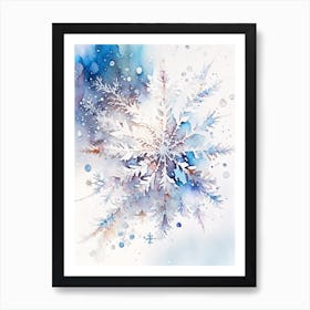 Crystal, Snowflakes, Storybook Watercolours 1 Art Print