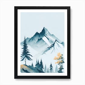 Mountain And Forest In Minimalist Watercolor Vertical Composition 276 Art Print