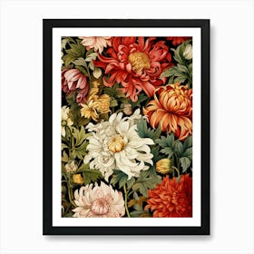 Chrysanthemums Floral Pattern Art Print