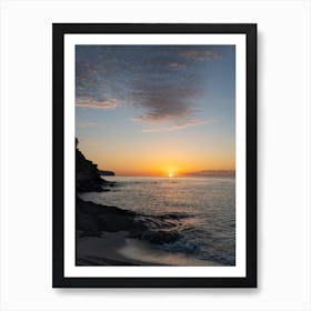 Golden sunrise on the Mediterranean beach Art Print