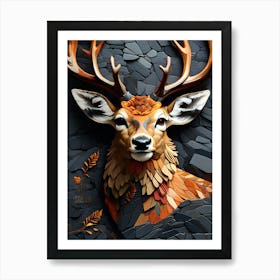 Deer Head mozaik 1 Art Print