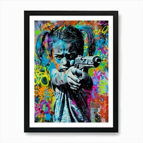 Girl With Gun Art Print